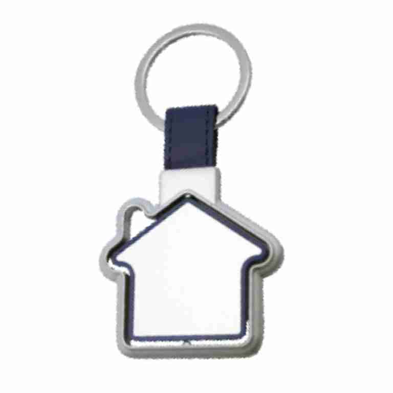 Silver and blue revolving house keyring